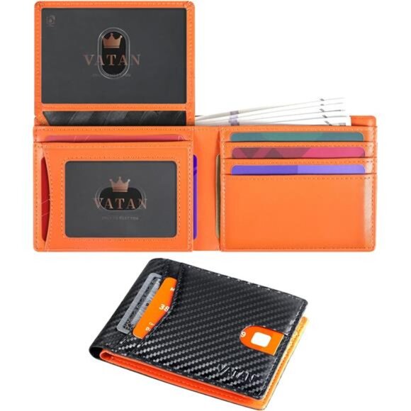 Wallet for Men, Mens Minimalist Wallet Credit Card Holder, Slim Leather - Picture 1 of 8